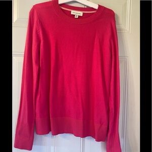 Pink Sweater Long Sleeve Ribbed Hem Crew Neck Soft Knit Like New